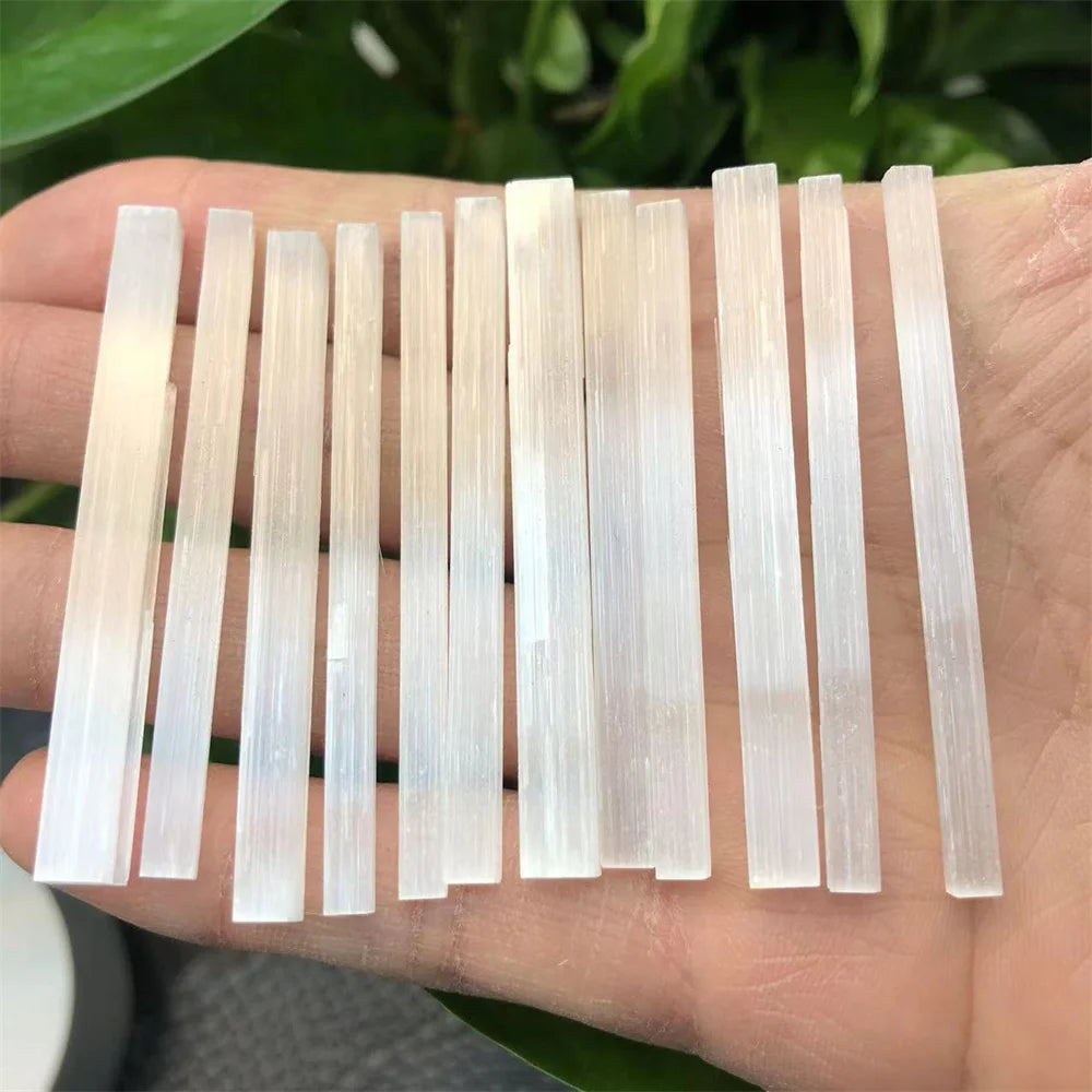 1/15pcs Selenite Natural Stone Rough Crystals Stick Mineral Healing Reiki Gift Chakra Gypsum Crafts Energy Point Wands