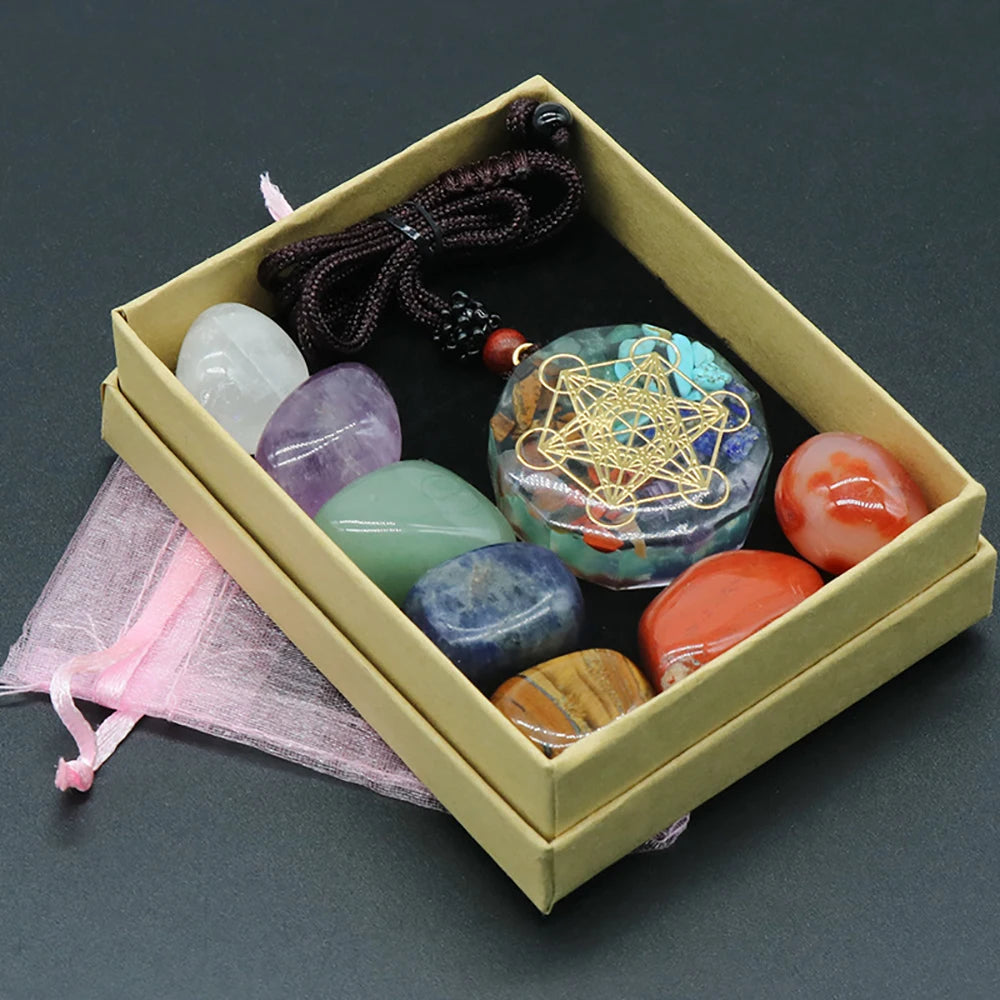 Orgone Pendant Kit 7 Chakra Healing Crystals Stones Metatron Cube Merkaba Orgonite Energy Generator Necklace Spiritual Enhance