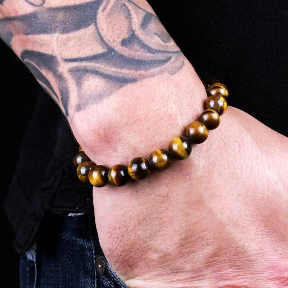 Beaded Bracelet 8mm Natural Stone Beads Black Onyx Lava Tiger Eye Agate Quartz Healing Energy For Women Men Yoga Chakra Jewelry