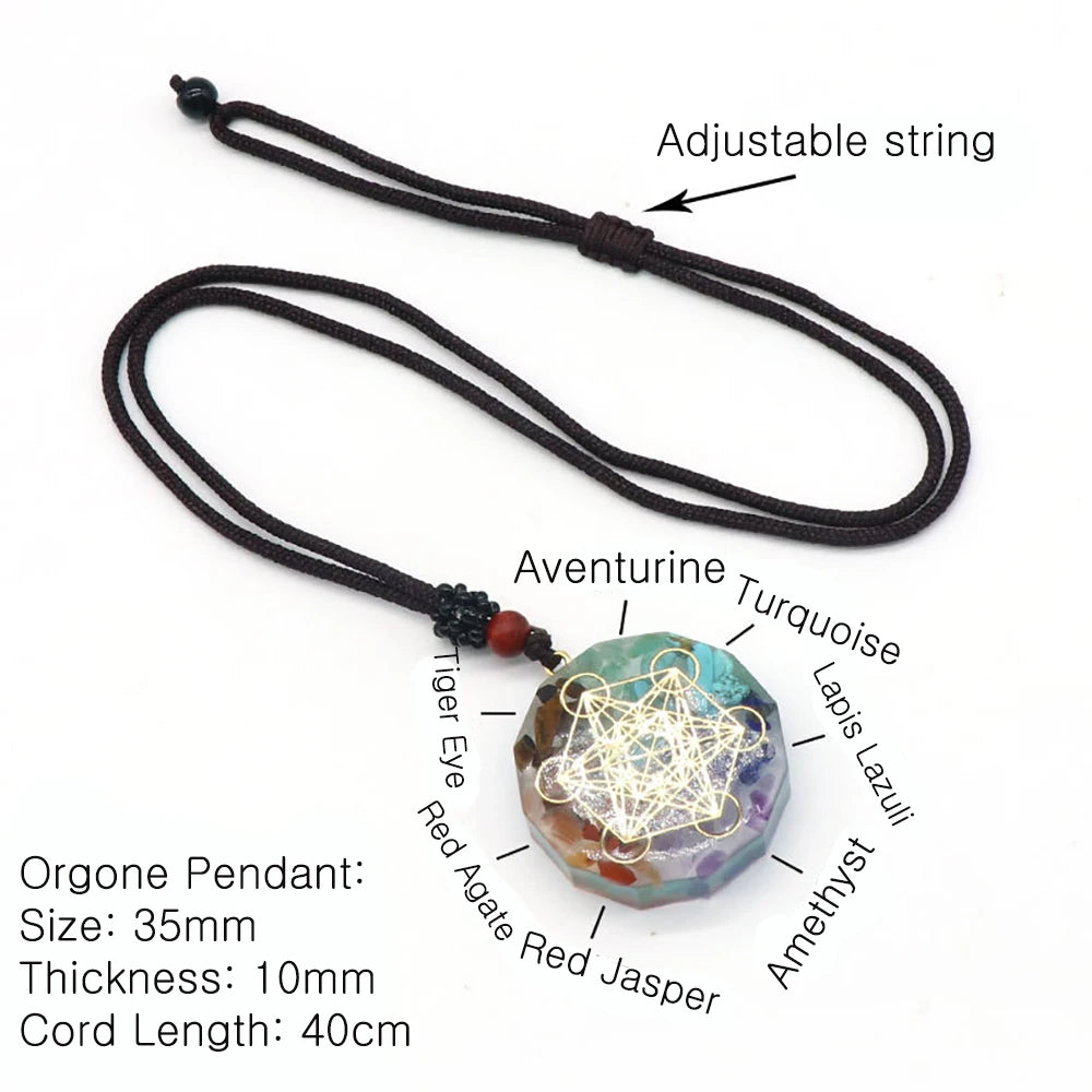 Orgone Pendant Kit 7 Chakra Healing Crystals Stones Metatron Cube Merkaba Orgonite Energy Generator Necklace Spiritual Enhance