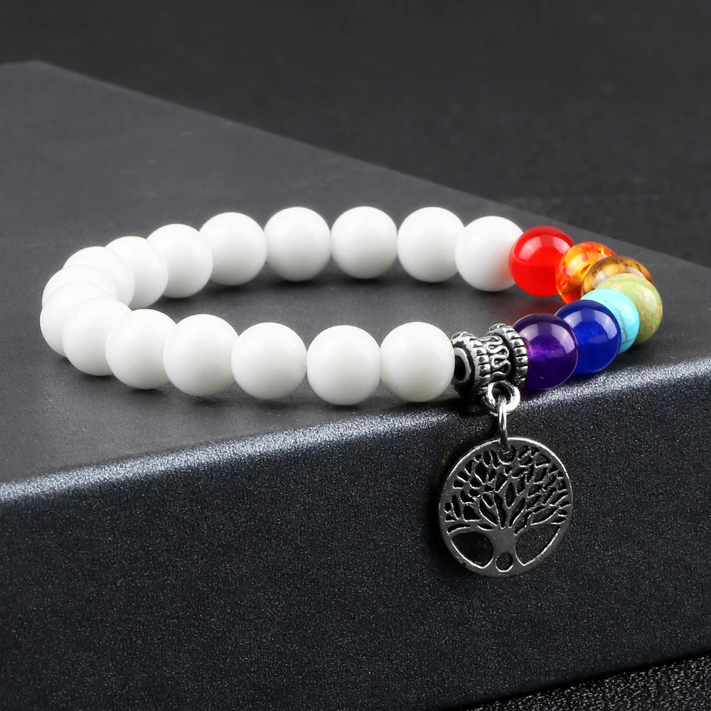 Hot 7 Chakra Life Tree Bracelets Natural Stone Reiki Healing Engry Beads Bangles Women Men Yoga Bracelet Meditation Jewelry Gift