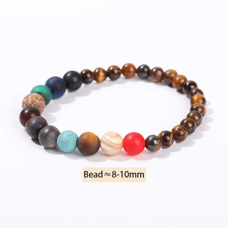 JD Natural Stone Eight Planets Bead Bracelets Men Women Universe Seven Chakra Bangle Yoga Balance Galaxy Solar Wristband Jewelry