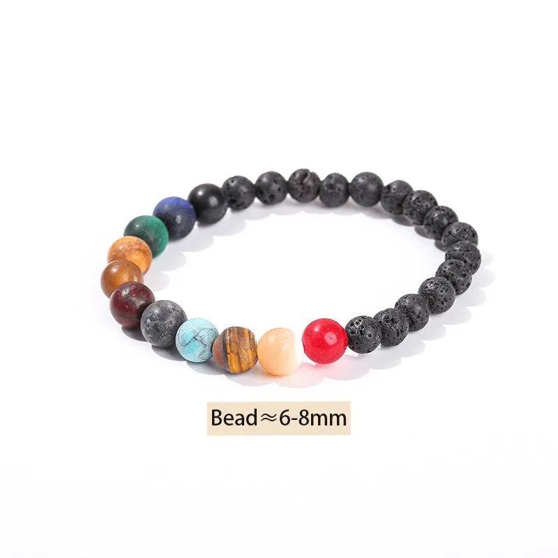 JD Natural Stone Eight Planets Bead Bracelets Men Women Universe Seven Chakra Bangle Yoga Balance Galaxy Solar Wristband Jewelry