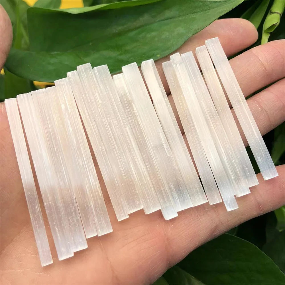 1/15pcs Selenite Natural Stone Rough Crystals Stick Mineral Healing Reiki Gift Chakra Gypsum Crafts Energy Point Wands