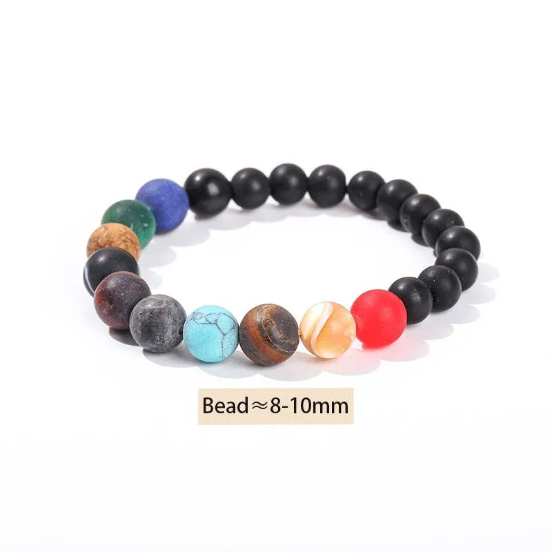 JD Natural Stone Eight Planets Bead Bracelets Men Women Universe Seven Chakra Bangle Yoga Balance Galaxy Solar Wristband Jewelry