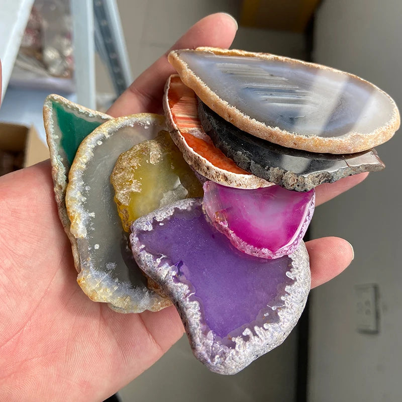 50-80mm Irregular Natural Onyx Agates Geode Slice No Hole Reiki Healing Chakra Stone For Home Decoration Finding Mineral Gifts