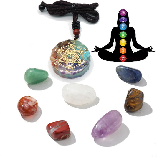 Orgone Pendant Kit 7 Chakra Healing Crystals Stones Metatron Cube Merkaba Orgonite Energy Generator Necklace Spiritual Enhance