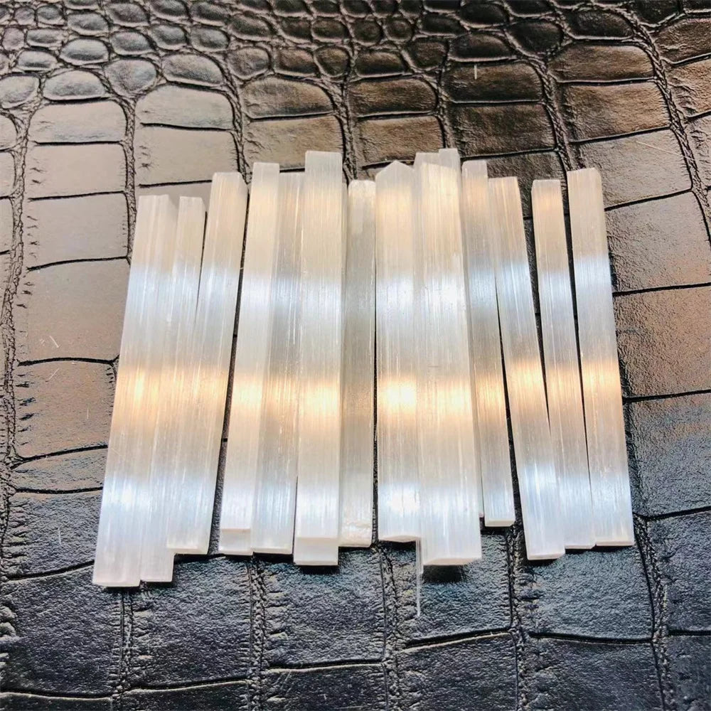 1/15pcs Selenite Natural Stone Rough Crystals Stick Mineral Healing Reiki Gift Chakra Gypsum Crafts Energy Point Wands