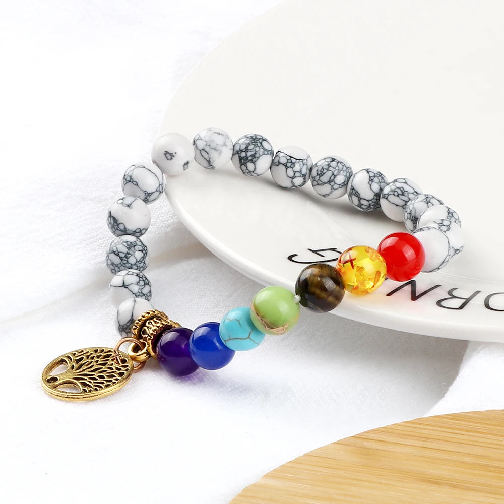 Hot 7 Chakra Life Tree Bracelets Natural Stone Reiki Healing Engry Beads Bangles Women Men Yoga Bracelet Meditation Jewelry Gift