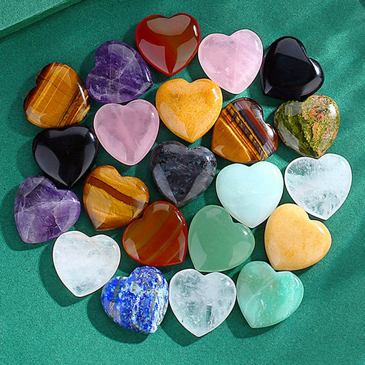 Natural Crystal Stone Love Heart Shape Ornaments Colorful Rough Seven Chakra Mineral Ore Fashion Jewelry Spiritual Healing Yoga