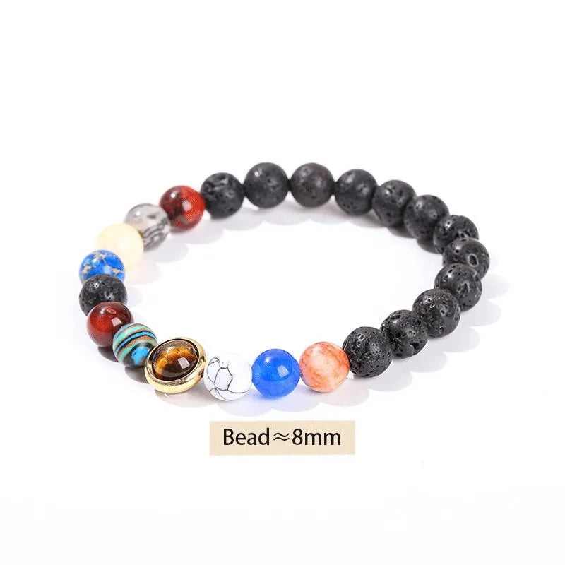 JD Natural Stone Eight Planets Bead Bracelets Men Women Universe Seven Chakra Bangle Yoga Balance Galaxy Solar Wristband Jewelry