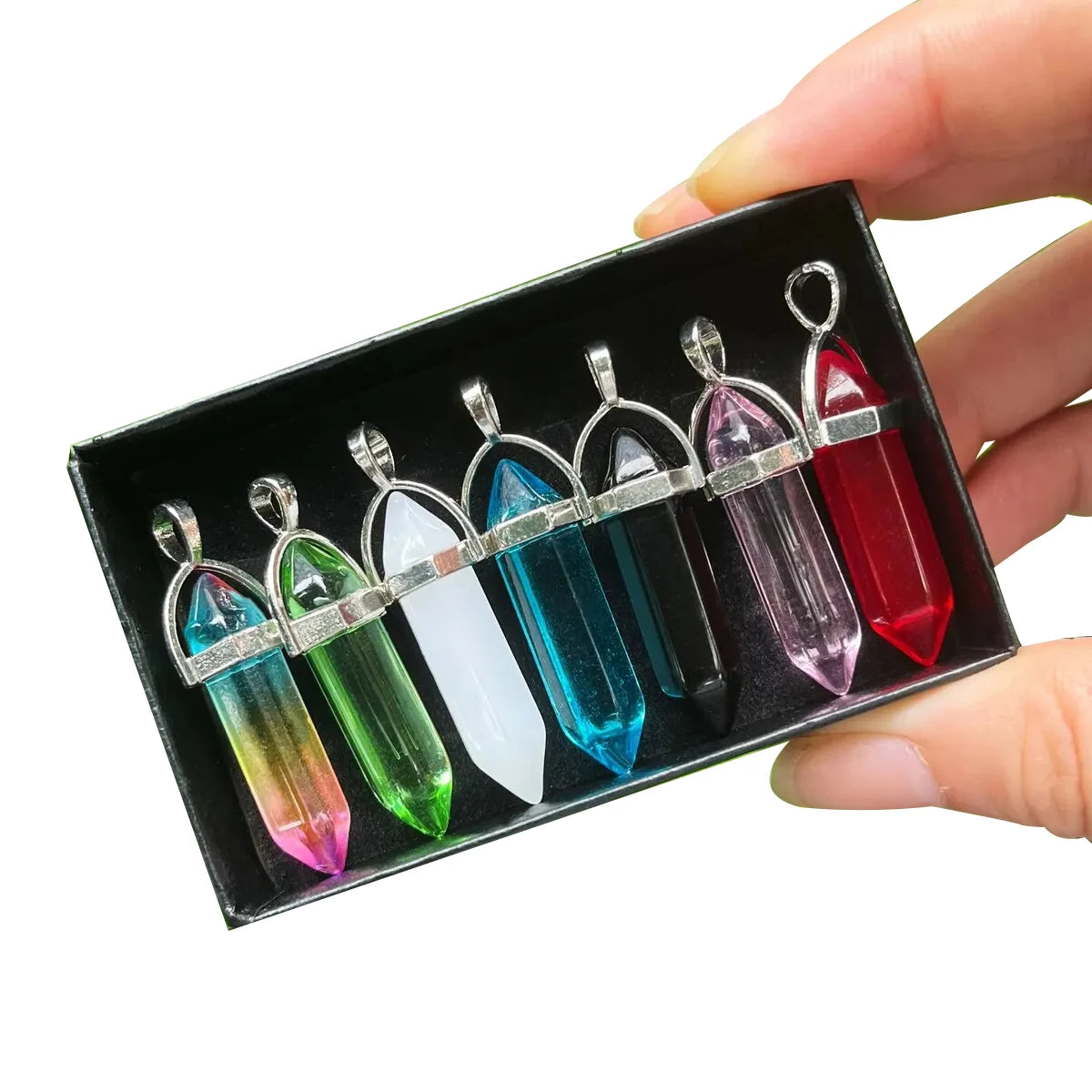 7pcs/set Bullet Shape Healing Pointed Chakra Beads Crystals For Jewelry Making Home Office Décoration Christmas Birthday Busine