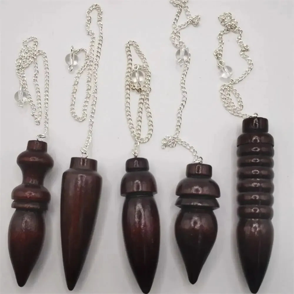 Natural Wooden Pendulum for Divination Dowsing Karnak Egyptian Wood Pendant Pendulums Chakra Chain Healing Spiritual Pendulos