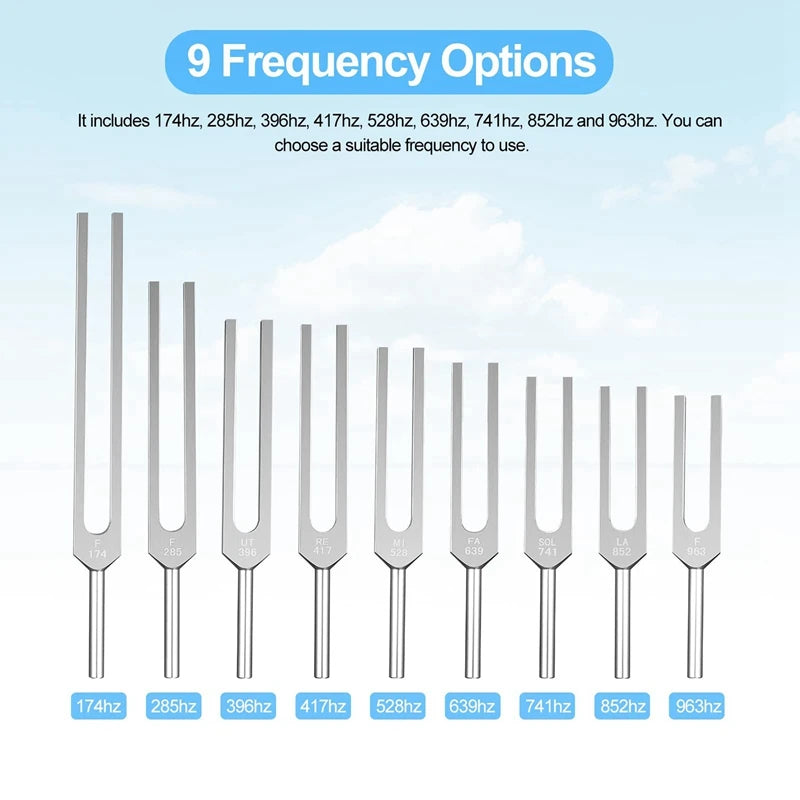 Tuning Fork Set - 9 Tuning Forks For Healing Chakra,Sound Therapy,Keep Body,Mind And Spirit In Perfect Harmony