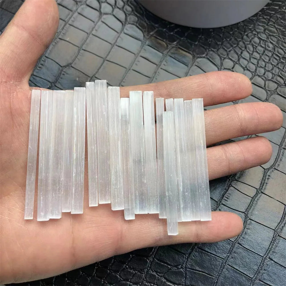 1/15pcs Selenite Natural Stone Rough Crystals Stick Mineral Healing Reiki Gift Chakra Gypsum Crafts Energy Point Wands