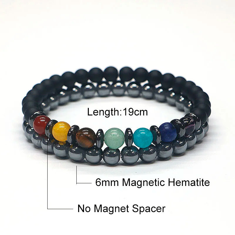 2022 6mm Yoga 7 Chakra Bracelet Men Women Lost Weight Magnetic Hematite Turkish Evil Eye Bracelet For Men Spiritual Jewelry