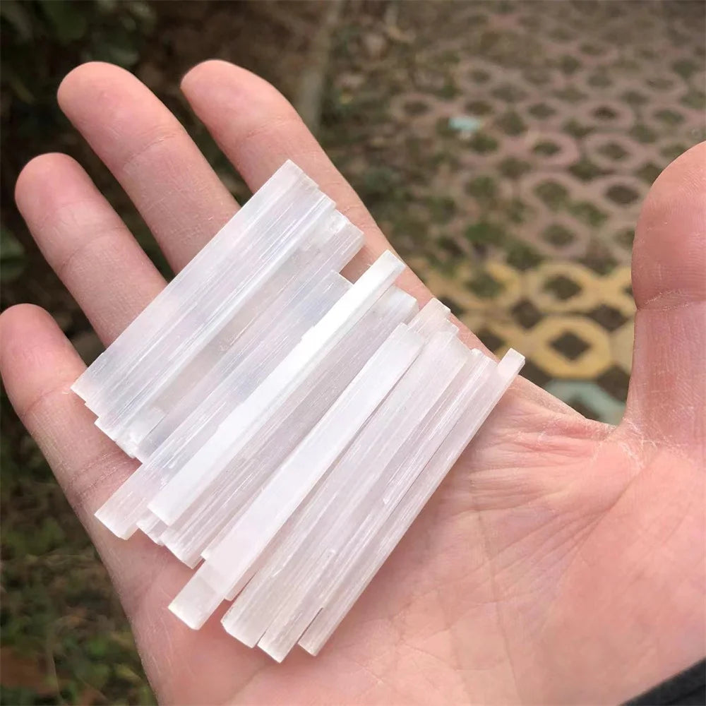 1/15pcs Selenite Natural Stone Rough Crystals Stick Mineral Healing Reiki Gift Chakra Gypsum Crafts Energy Point Wands