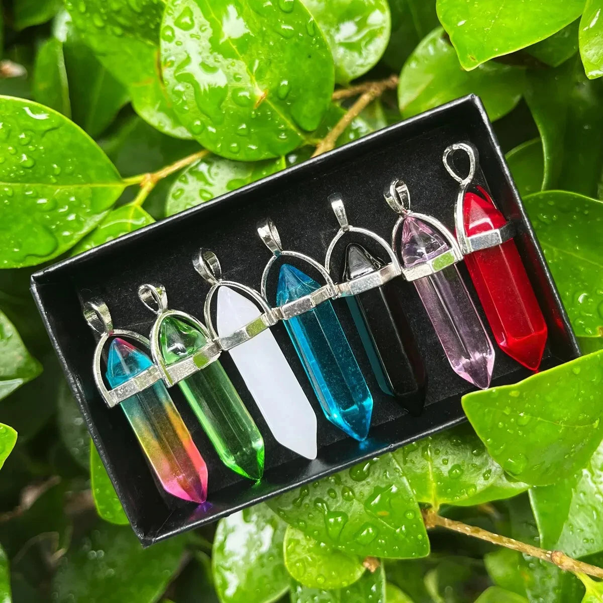 7pcs/set Bullet Shape Healing Pointed Chakra Beads Crystals For Jewelry Making Home Office Décoration Christmas Birthday Busine