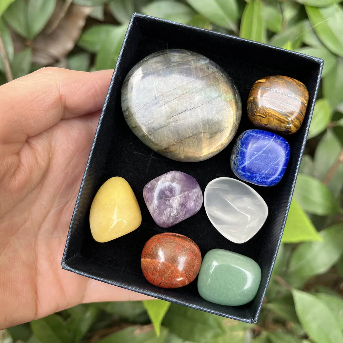 Healing Crystals Set for Calming, Anxiety & Stress with Labradorite Palm Stone, Spiritual Crystals and Gift for Meditation