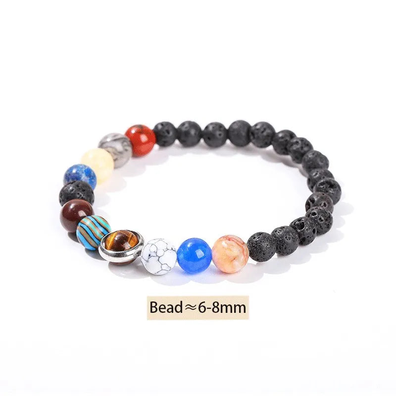 JD Natural Stone Eight Planets Bead Bracelets Men Women Universe Seven Chakra Bangle Yoga Balance Galaxy Solar Wristband Jewelry