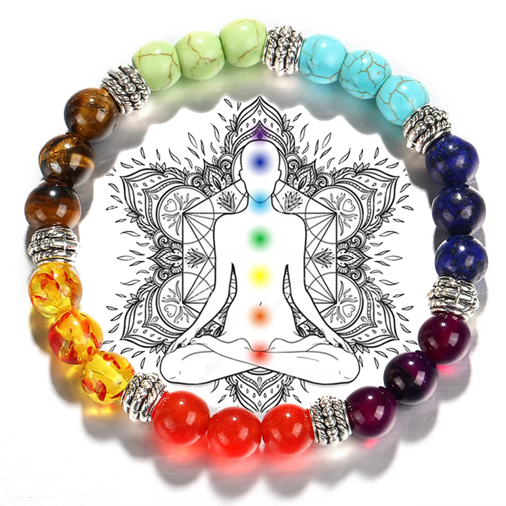 7 Chakra Bracelet Beads Natural Stone Healing Balance Yoga Buddha Prayer Reiki Adjustable Bracelets & Bangles Women Men Jewelry